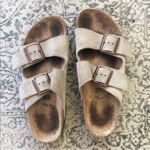 Taupe Arizona Suede Leather Birkenstocks